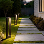 Black Aluminium Minimalist Outdoor Bollard Garden Light — Contemporary