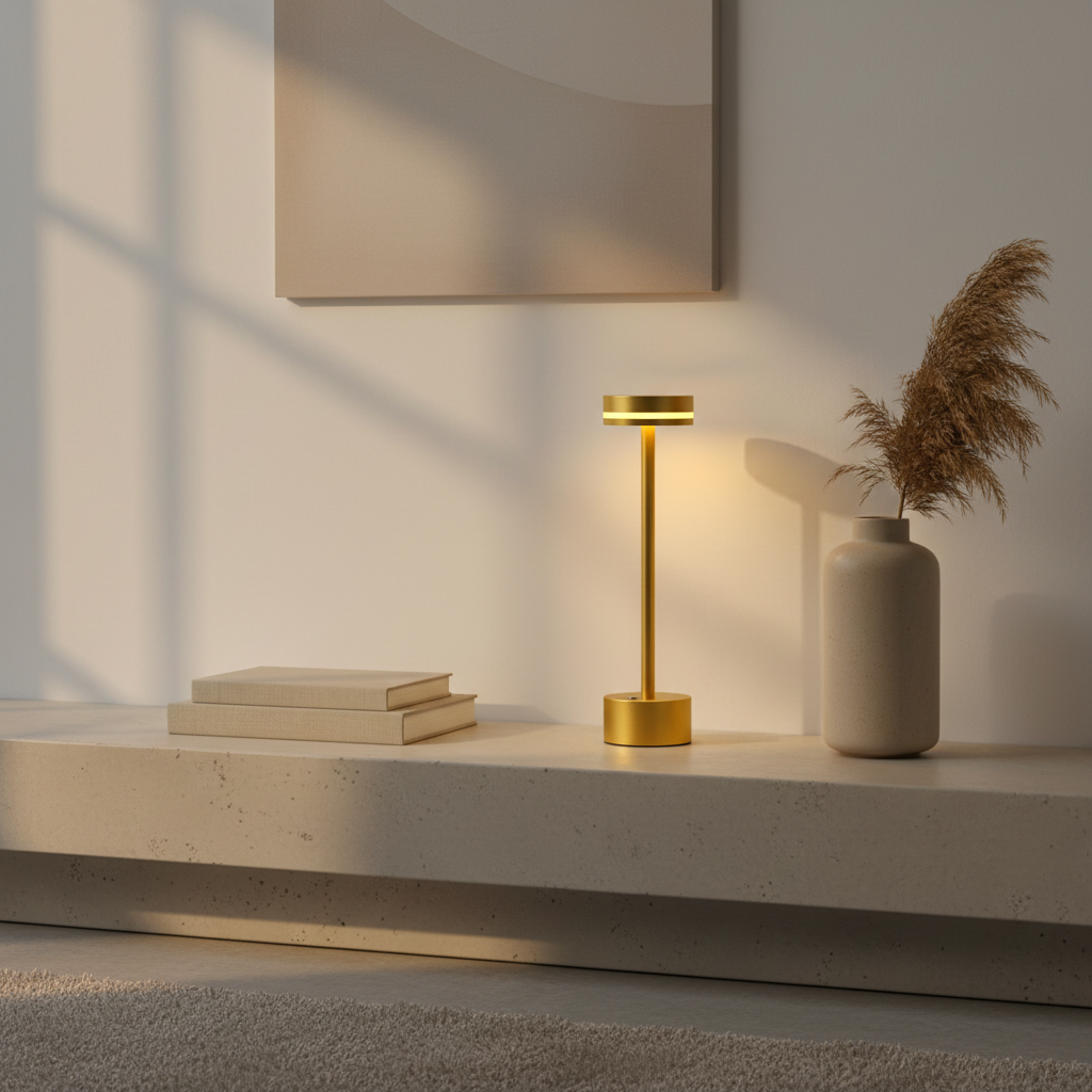 Black Aluminium Portable Dimmable Rechargeable Cordless LED Table Lamp