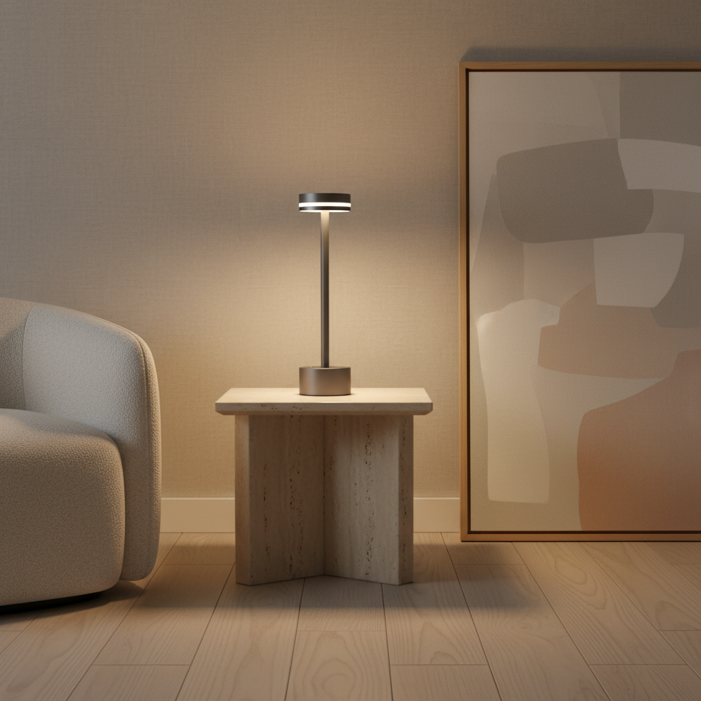 Black Aluminium Portable Dimmable Rechargeable Cordless LED Table Lamp