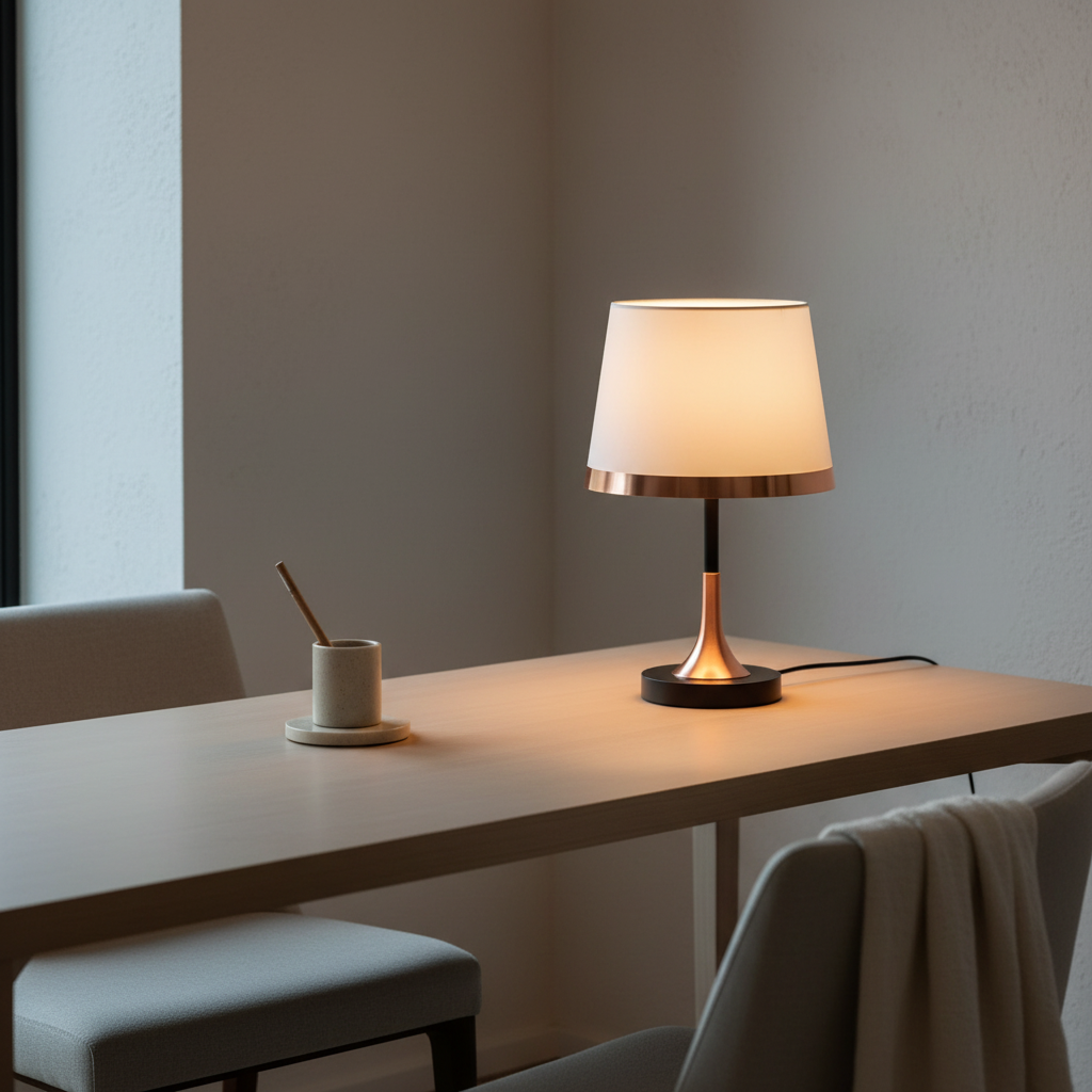 Black Brass Cylindrical Fabric Shade Adjustable Temperature Table Lamp
