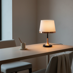 Black Brass Cylindrical Fabric Shade Adjustable Temperature Table Lamp