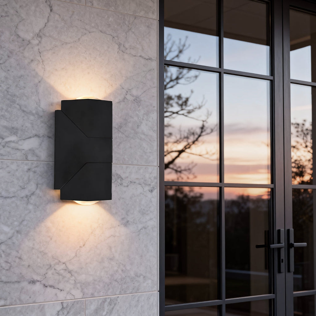 Black COB Aluminium Outdoor Wall Sconce — Up Down Beam Single Light