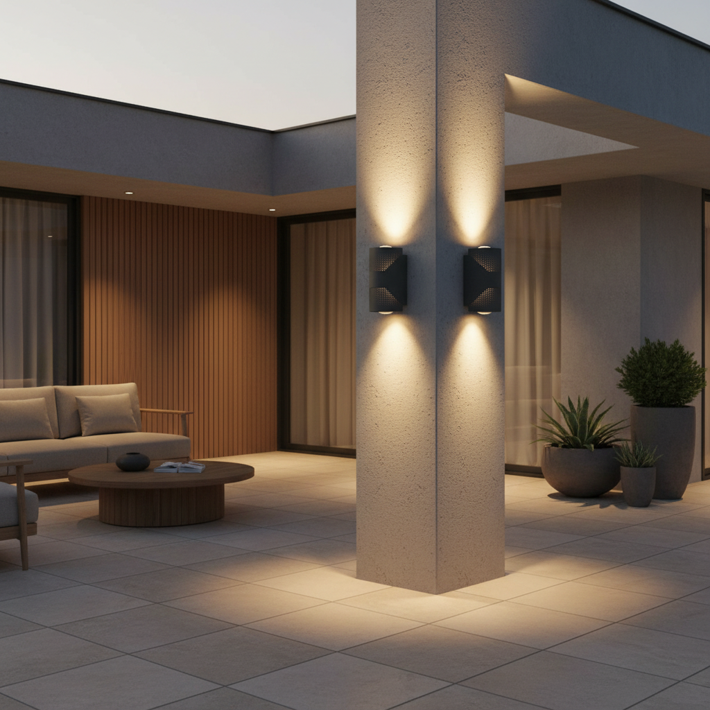 Black COB Aluminium Outdoor Wall Sconce — Up Down Beam Single Light