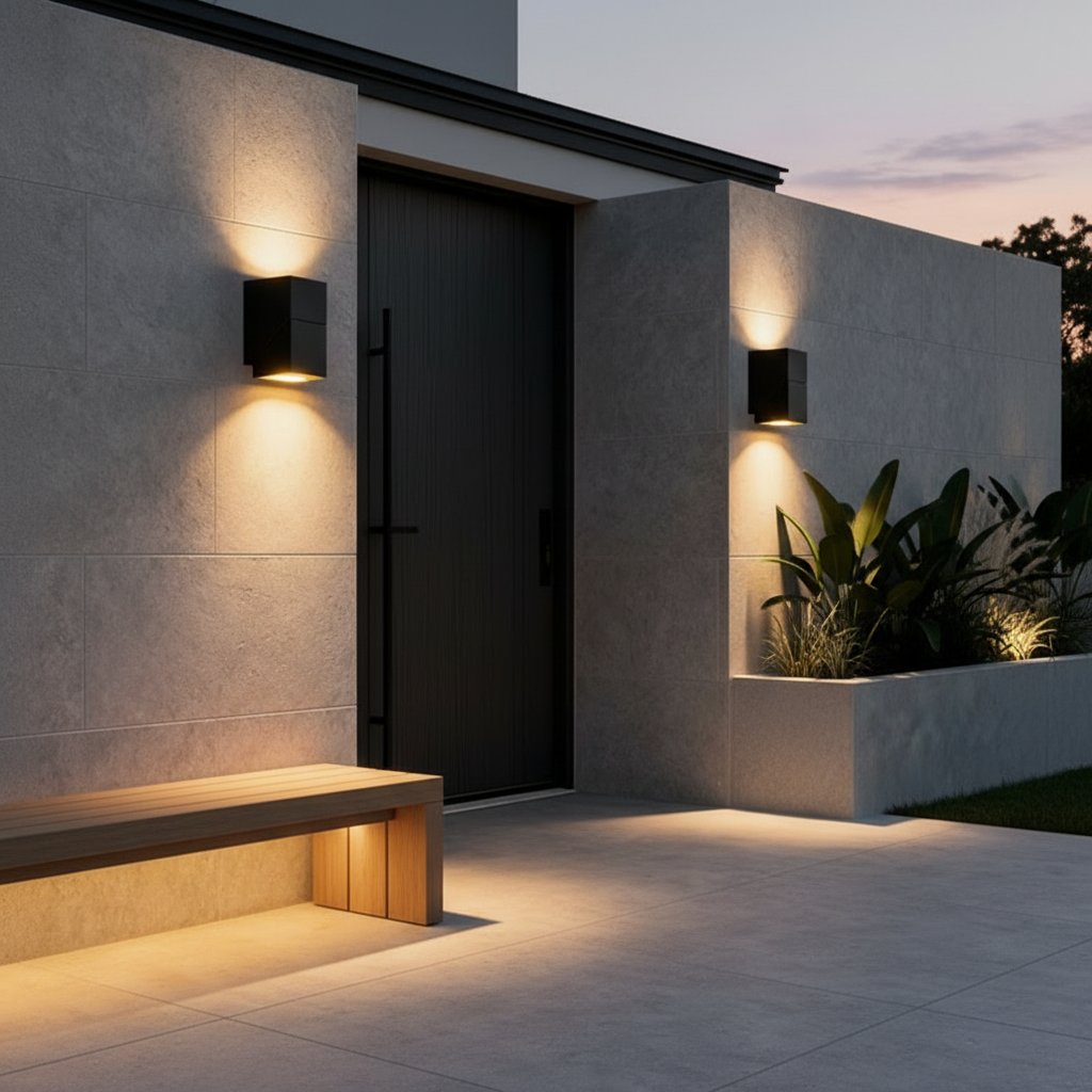 Black COB Aluminium Outdoor Wall Sconce — Up Down Beam Single Light