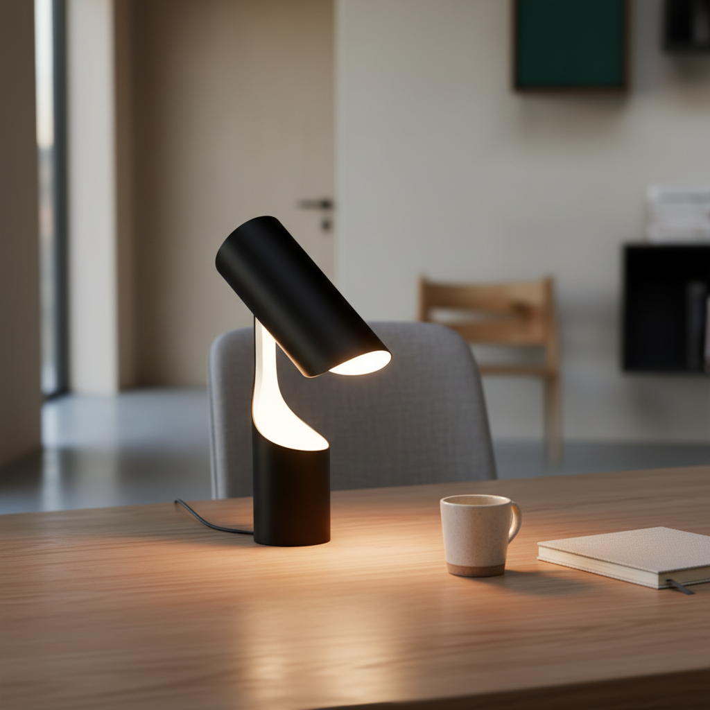 Black Compact Adjustable Contemporary Energy Efficient LED Desk Lamp