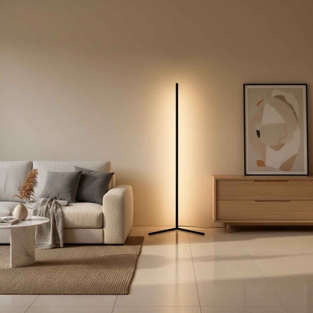 Black Corner RGB Remote Control Warm White Bedroom LED Floor Lamp