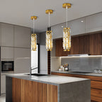Black Crystal 1-Light Mini Pendant Light — Adjustable Dining Bar Hanging