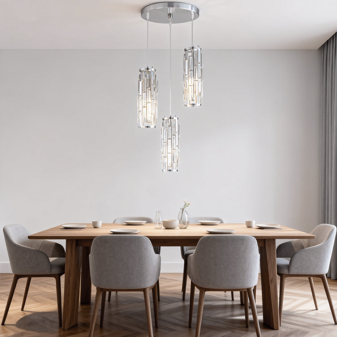 Black Crystal 1-Light Mini Pendant Light — Adjustable Dining Bar Hanging