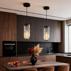 Black Crystal 1-Light Mini Pendant Light — Adjustable Dining Bar Hanging