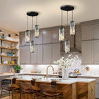 Black Crystal 1-Light Mini Pendant Light — Adjustable Dining Bar Hanging