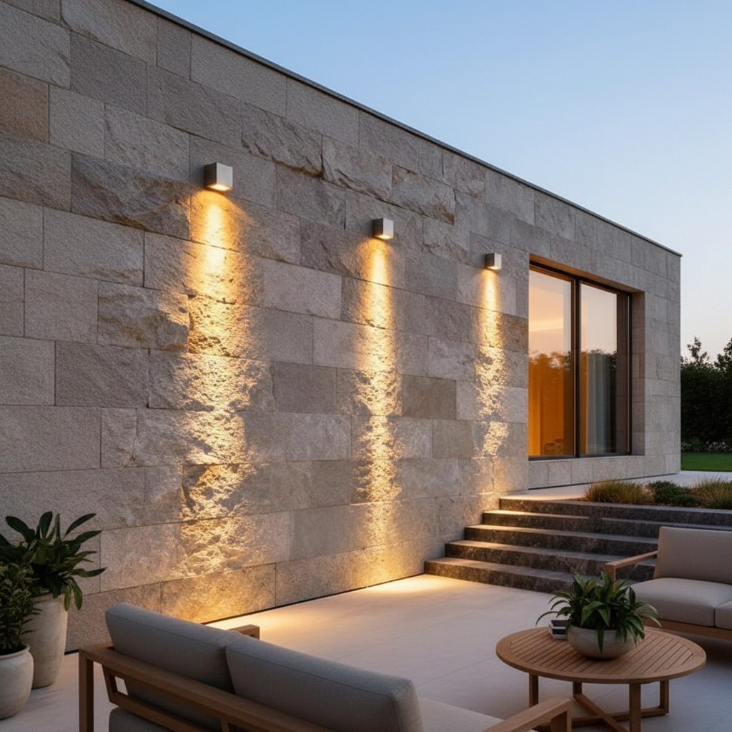 Black Die-Cast Aluminium Optical Lens Outdoor Wall Light — IP65 White LED