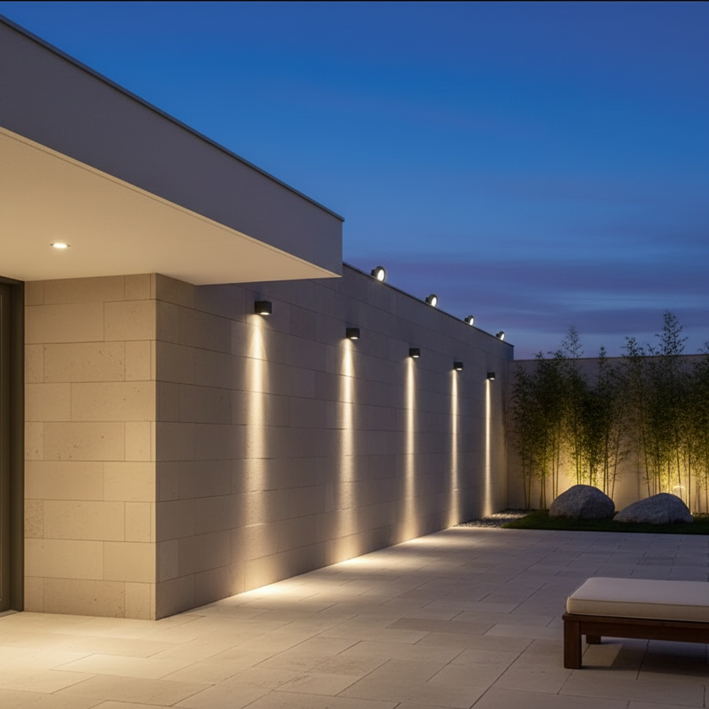 Black Die-Cast Aluminium Optical Lens Outdoor Wall Light — IP65 White LED