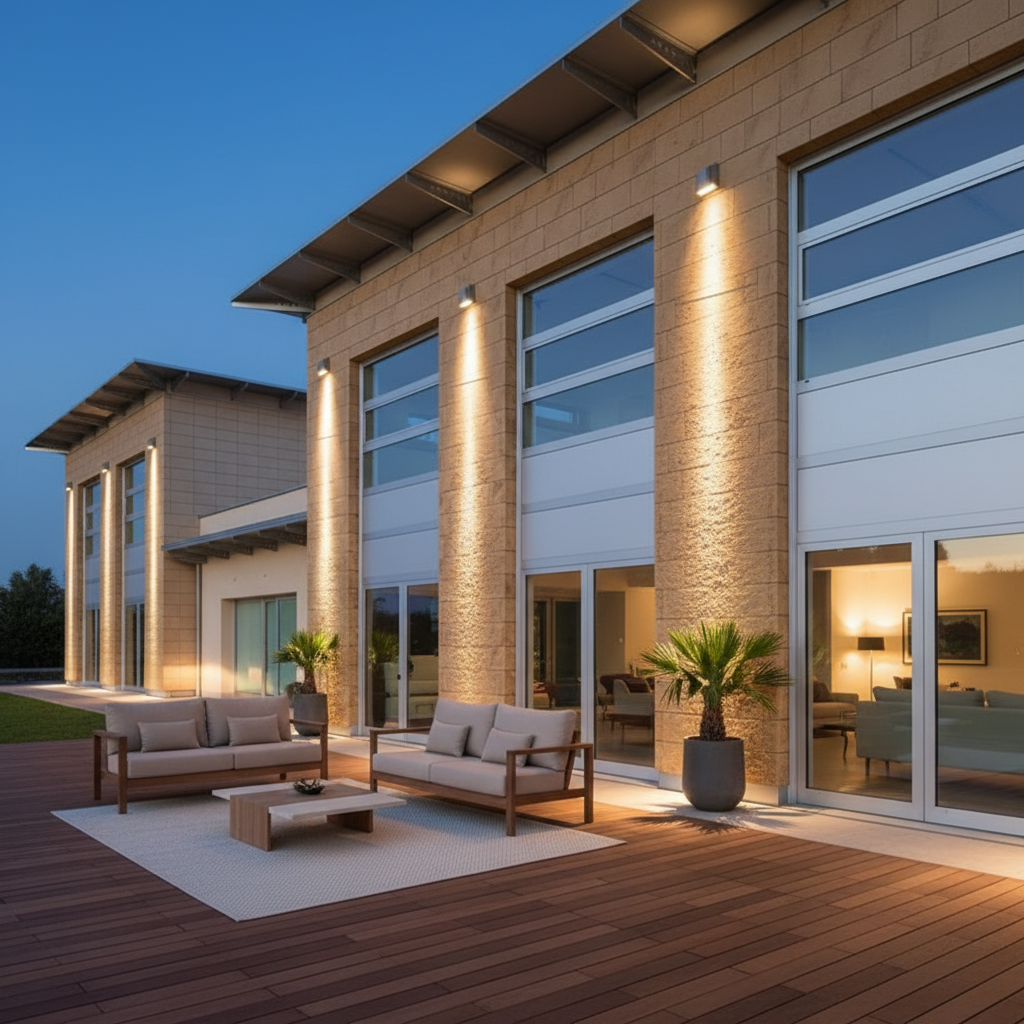 Black Die-Cast Aluminium Optical Lens Outdoor Wall Light — IP65 White LED