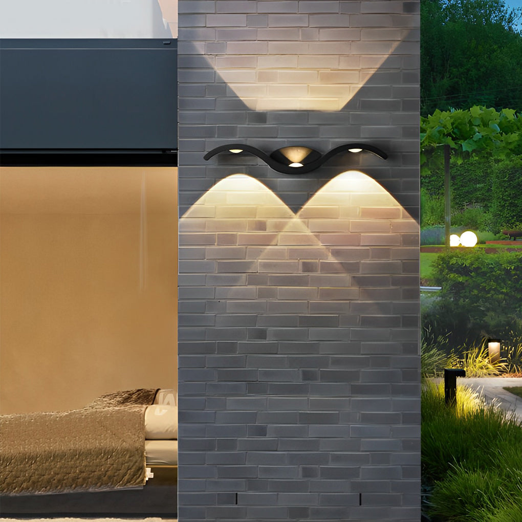 Black Die-Cast Aluminium Outdoor Wall Sconce — Warm White Up Down Beam