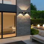 Black Die-Cast Aluminium Outdoor Wall Sconce — Warm White Up Down Beam
