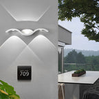 Black Die-Cast Aluminium Outdoor Wall Sconce — Warm White Up Down Beam