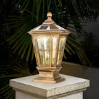 Elegant Stone Pillar Light | Solar Outdoor Light with Dual Power Supply | Retro Pavilion Design for Stylish Illumination 3