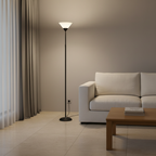 Black Dimmable Torchiere Acrylic Shade Adjustable Uplight Floor Lamp