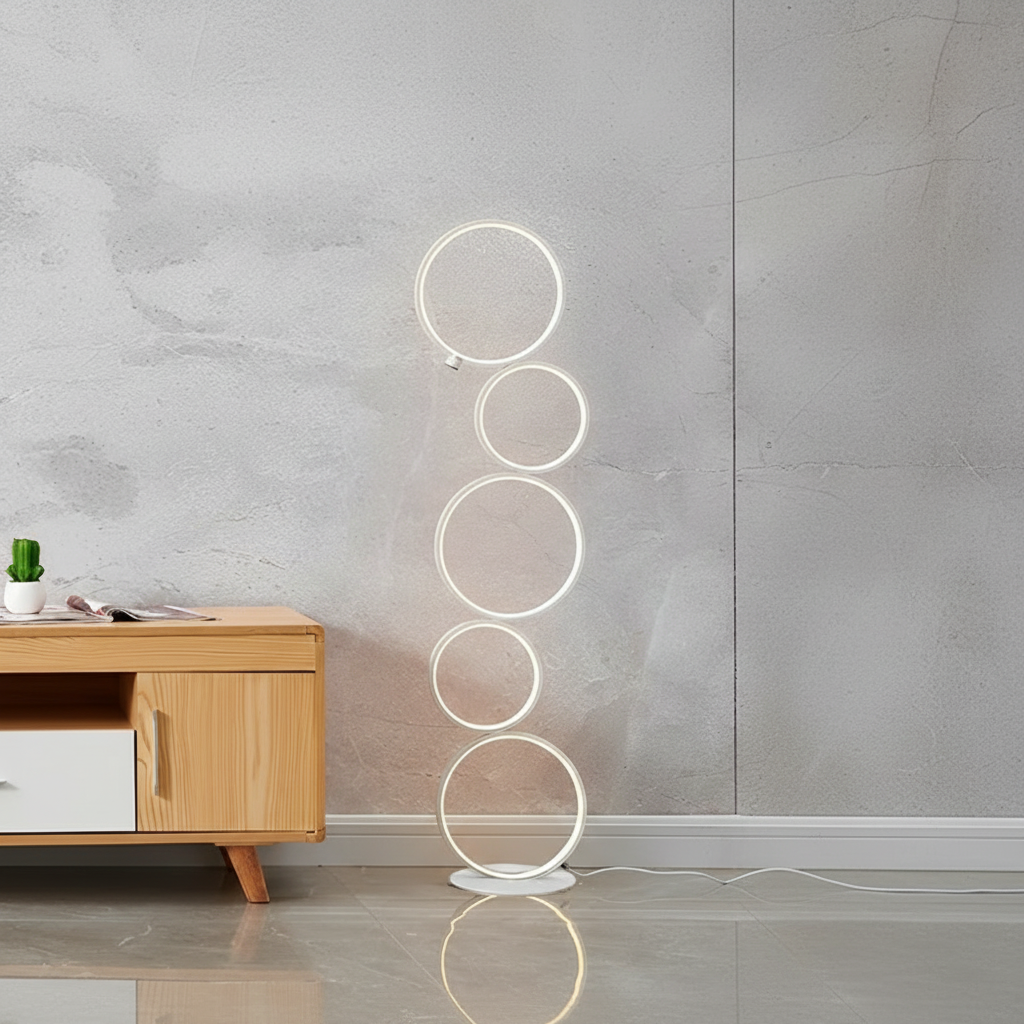 Black Five-Ring Decorative Cosy Ambient Modern Living Room Floor Lamp