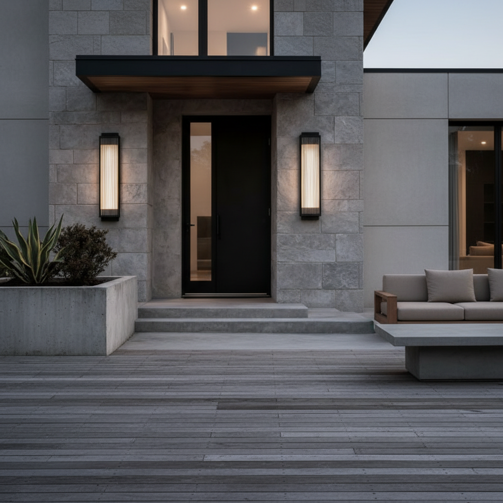 Black Flexible Height Outdoor Wall Sconce — IP55 Acrylic Warm White