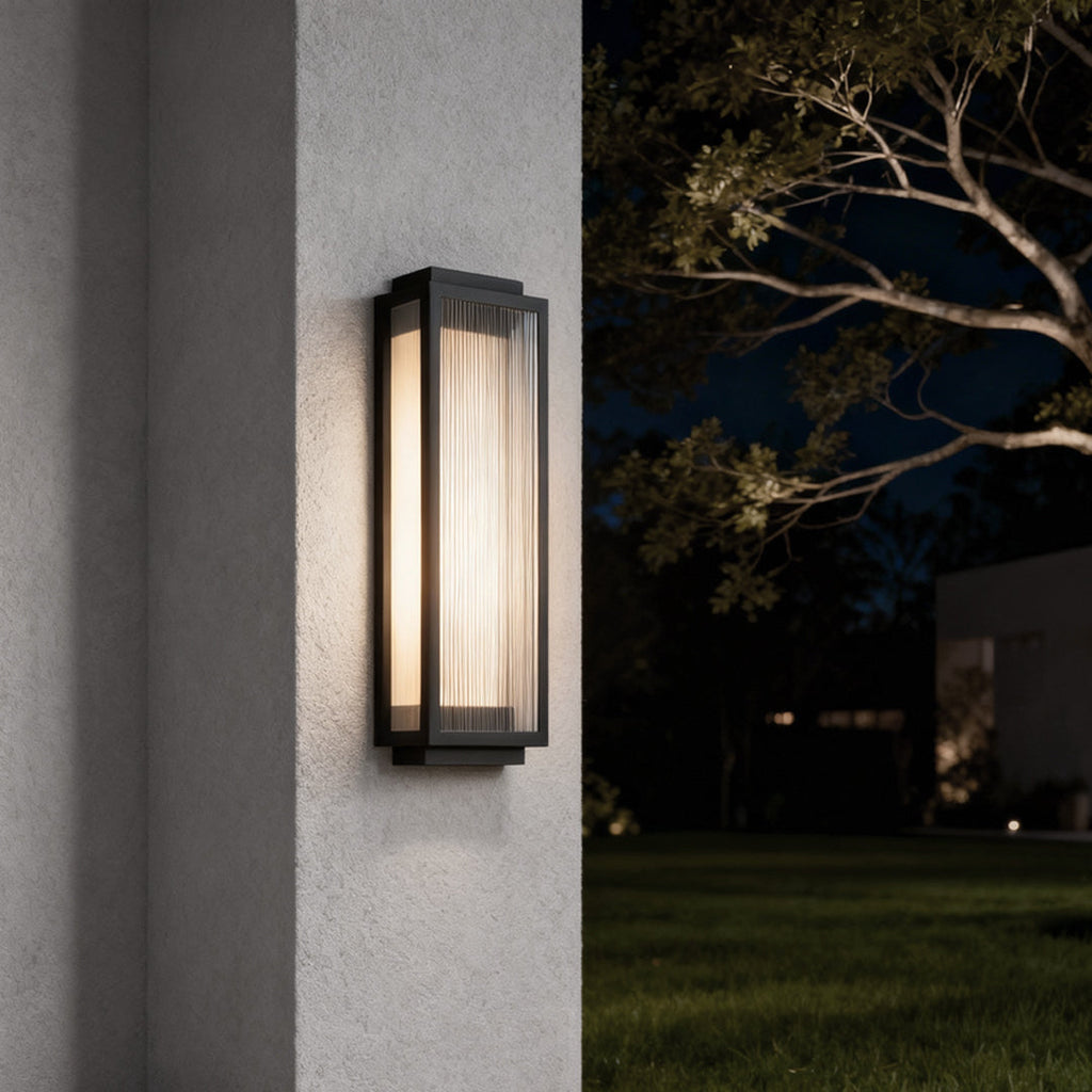 Black Flexible Height Outdoor Wall Sconce — IP55 Acrylic Warm White