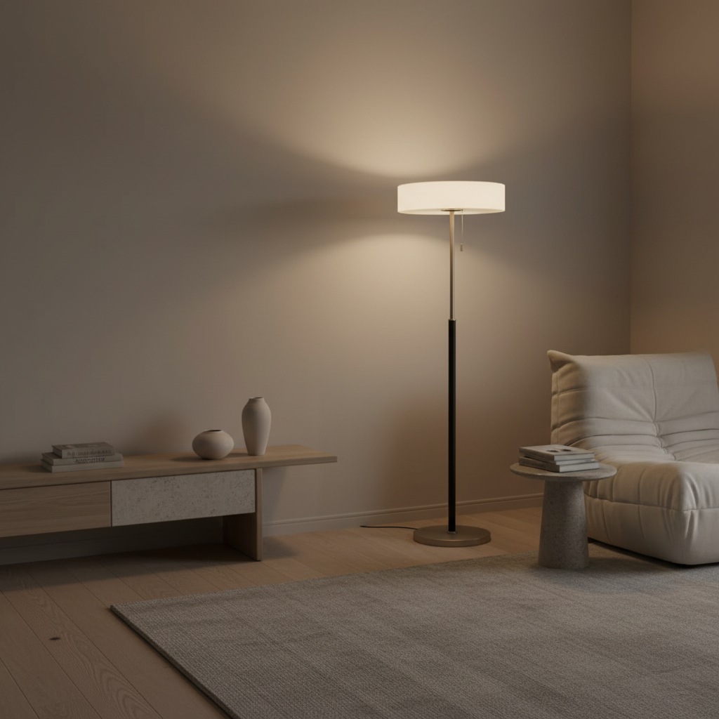 Black Frosted Glass Shade Warm White 3000K Dimmable Ambient Floor Lamp