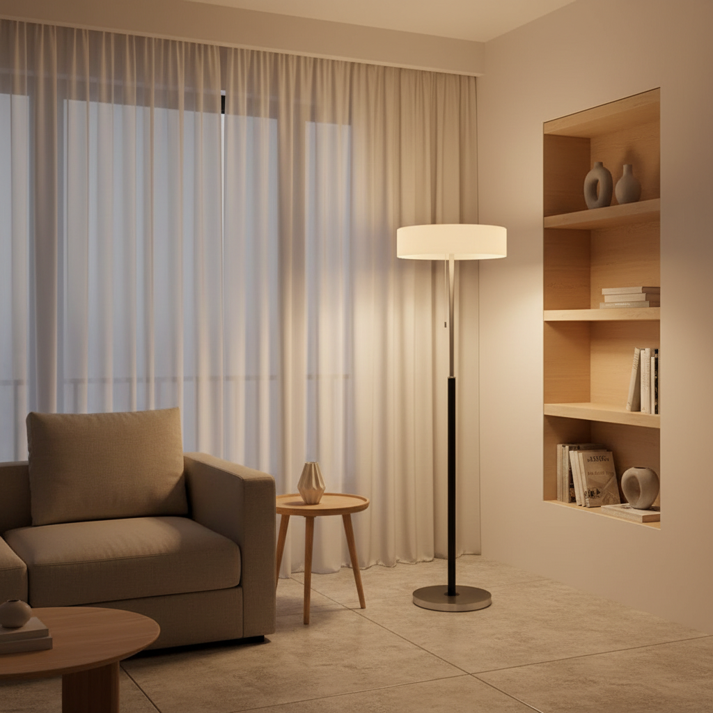 Black Frosted Glass Shade Warm White 3000K Dimmable Ambient Floor Lamp