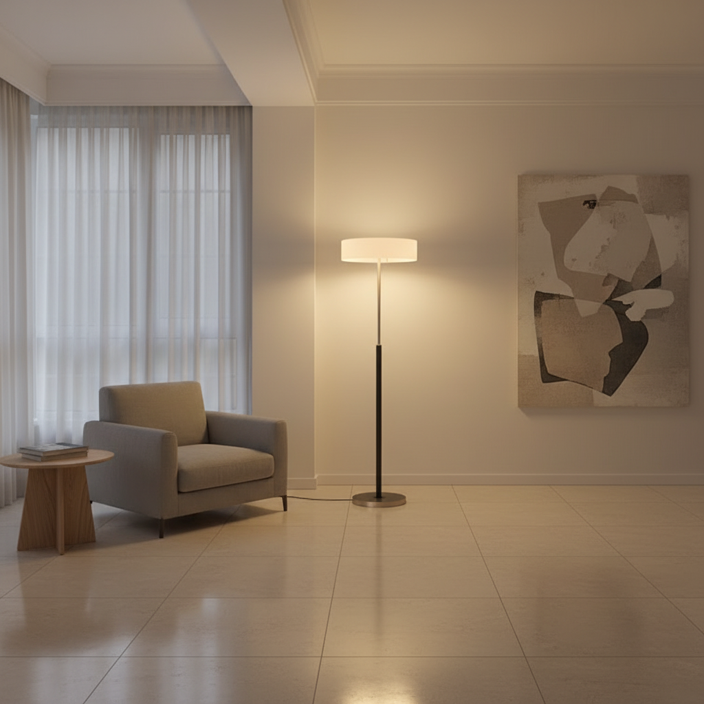 Black Frosted Glass Shade Warm White 3000K Dimmable Ambient Floor Lamp