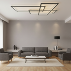 Black Geometric Aluminium Warm White Dimmable LED Flush Mount Light