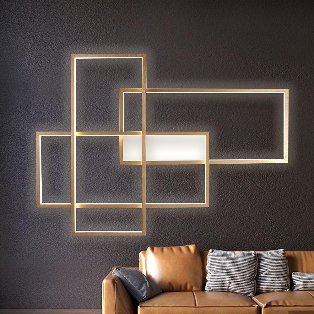 Black Geometric Aluminium Warm White Dimmable LED Flush Mount Light