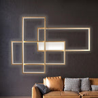 Black Geometric Aluminium Warm White Dimmable LED Flush Mount Light