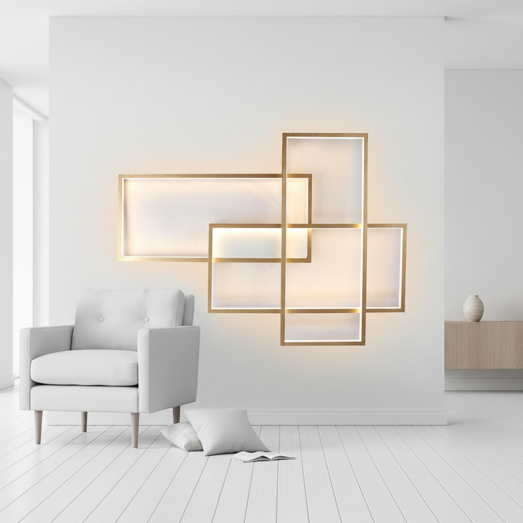 Black Geometric Aluminium Warm White Dimmable LED Flush Mount Light