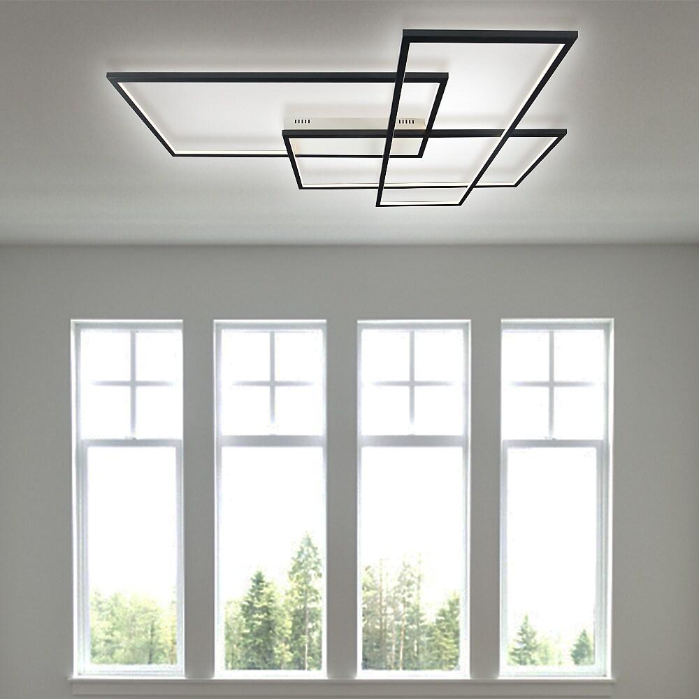 Black Geometric Aluminium Warm White Dimmable LED Flush Mount Light