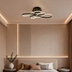 Black Geometric Iron White LED Flush Mount Ceiling Light — Modern