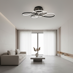 Black Geometric Iron White LED Flush Mount Ceiling Light — Modern