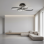 Black Geometric Iron White LED Flush Mount Ceiling Light — Modern