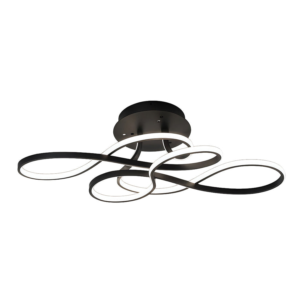 Black Geometric Iron White LED Flush Mount Ceiling Light — Modern