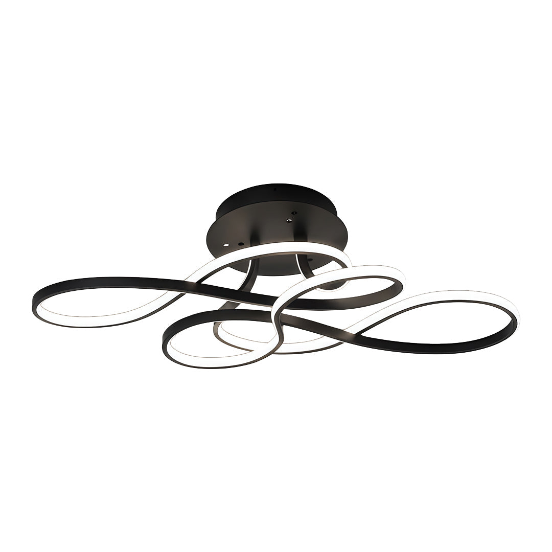 Black Geometric Iron White LED Flush Mount Ceiling Light — Modern