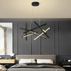 Black Geometric LED Chandelier — Adjustable Colour Temperature Modern