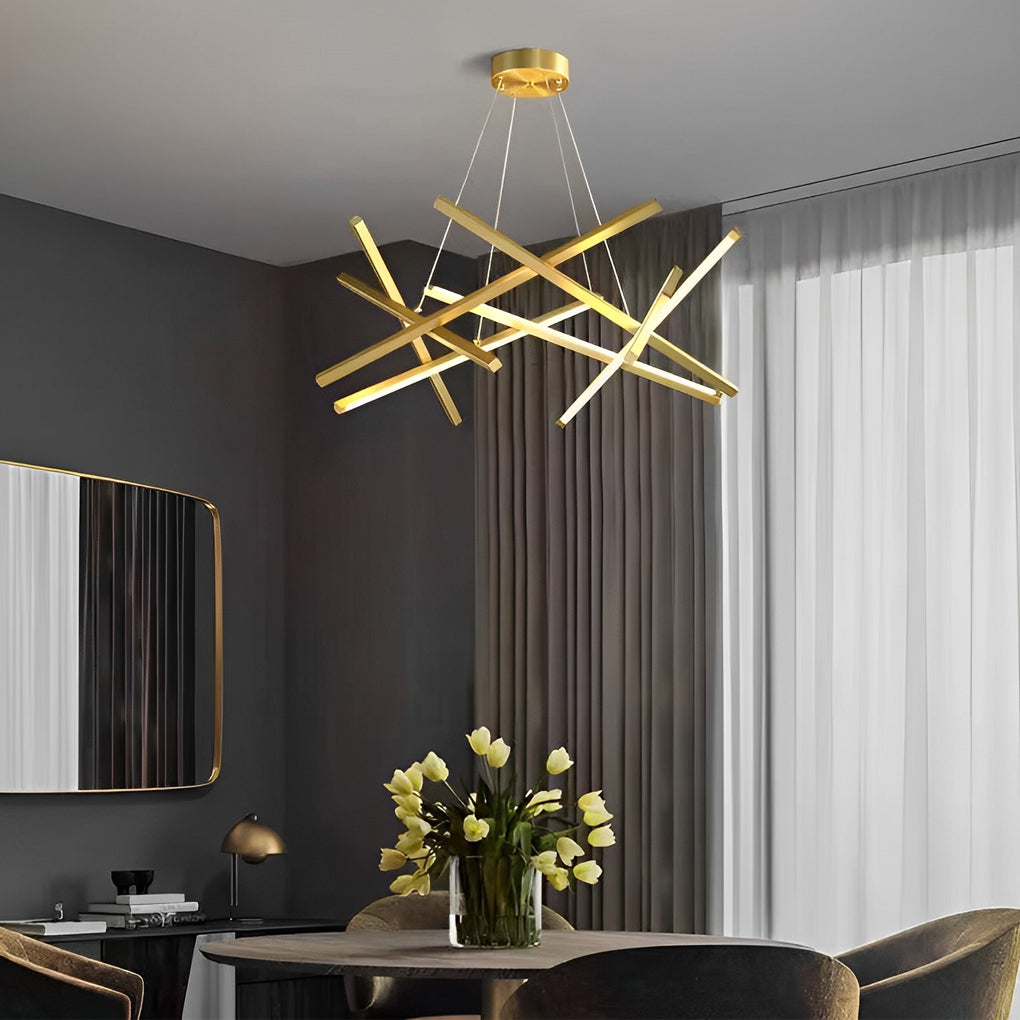 Black Geometric LED Chandelier — Adjustable Colour Temperature Modern