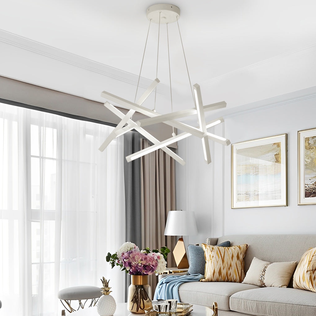 Black Geometric LED Chandelier — Adjustable Colour Temperature Modern