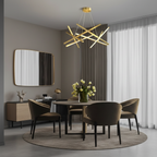 Black Geometric LED Chandelier — Adjustable Colour Temperature Modern