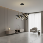 Black Geometric LED Chandelier — Adjustable Colour Temperature Modern