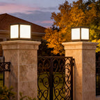Black Geometric Solar Outdoor Wall Light — Pillar Mount Modern LED