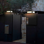 Black Geometric Solar Outdoor Wall Light — Pillar Mount Modern LED