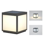 Black Geometric Solar Outdoor Wall Light — Pillar Mount Modern LED