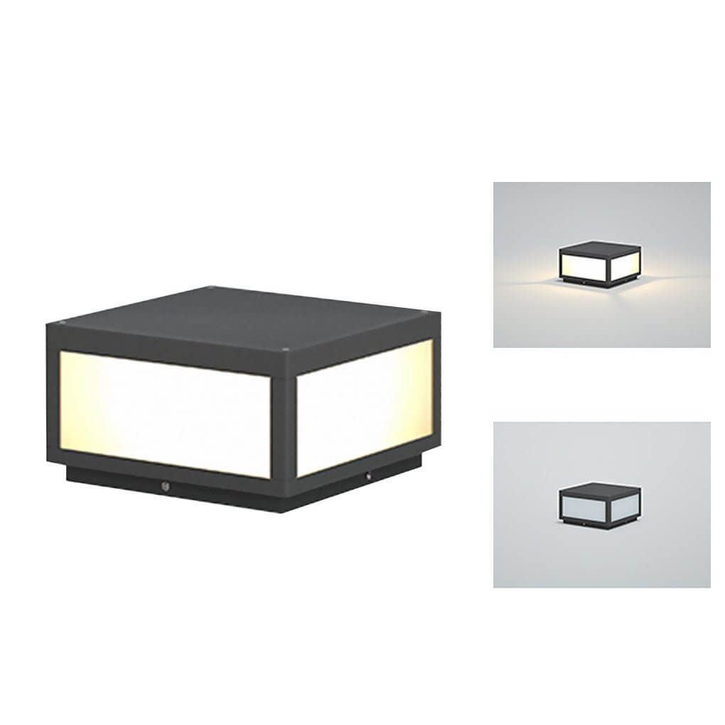 Black Geometric Solar Outdoor Wall Light — Pillar Mount Modern LED