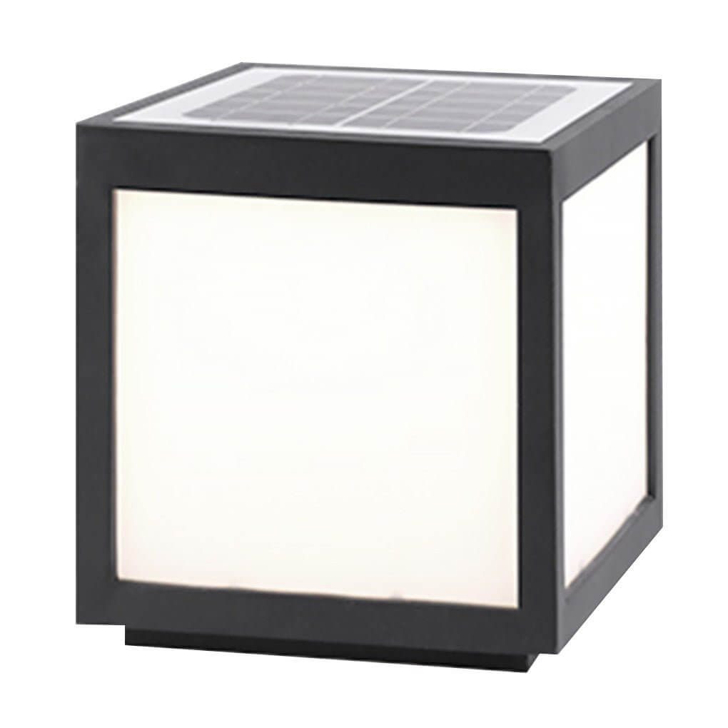 Black Geometric Solar Outdoor Wall Light — Pillar Mount Modern LED