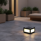 Black Geometric Solar Outdoor Wall Light — Pillar Mount Modern LED