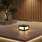 Black Geometric Solar Outdoor Wall Light — Pillar Mount Modern LED